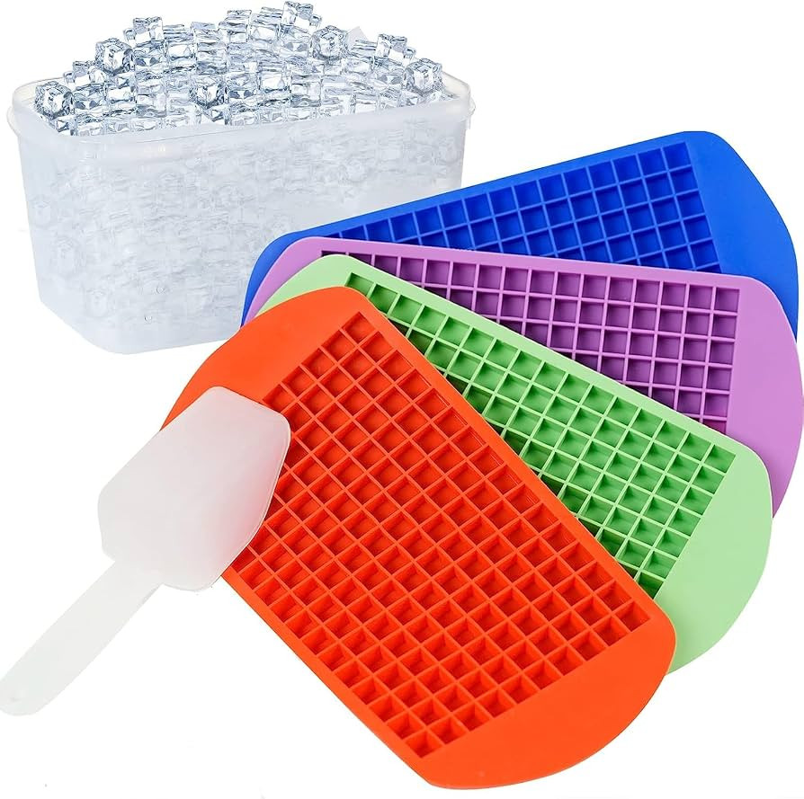 Mini Ice Cube Trays for Freezer with Bin and Scoop, 4 Pack 640 Small Nugget Ice Cube Tray Silicon... | Amazon (US)