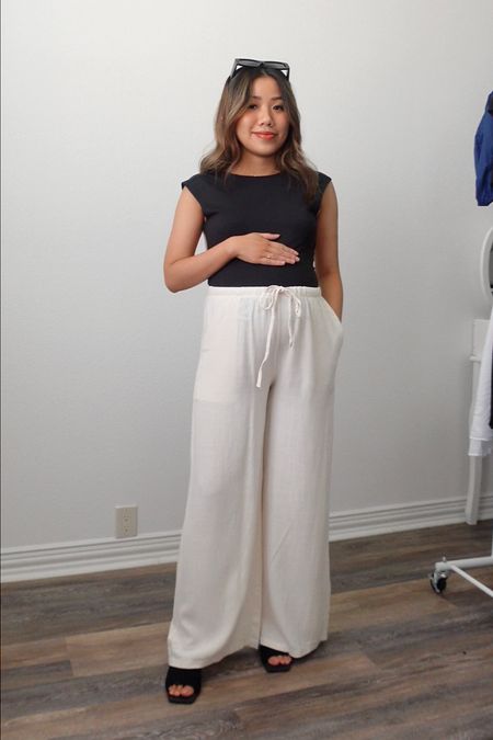 Bump friendly linen pants 🫶🏽 sized up to size M for the bump at 31 weeks

- not see through
- wide leg
- flowy 

Amazon fashion amazon finds amazon prime day deals linen pants wide leg pants bump style bump friendly maternity fashion pregnancy outfit summer outfit 

#LTKsalealert #LTKxPrimeDay #LTKbump