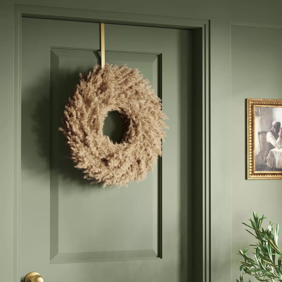 Pampas Preserved Dried Wreath Brown - Threshold™ | Target