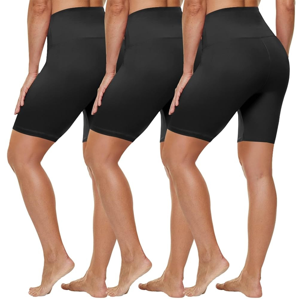 HLTPRO 3 Pack Plus Size Biker Shorts with Pockets for Women (S-4XL)- 8"/5"/3" High Waist Tummy Co... | Amazon (US)