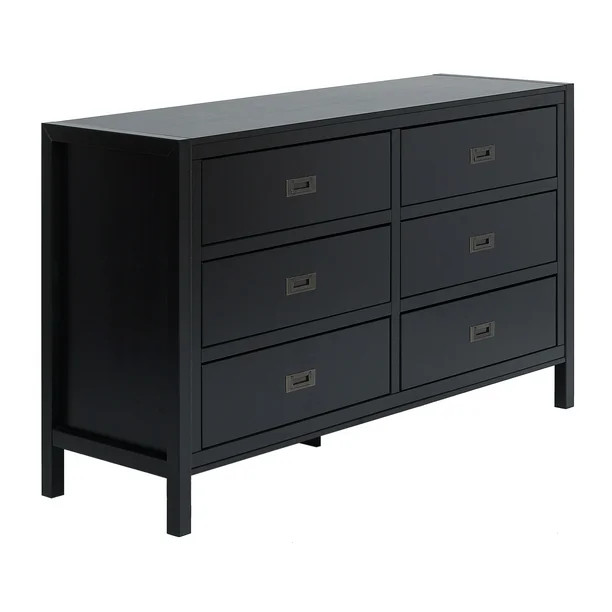Annabelle Six Drawer Solid Wood Black Dresser by Chateau Lyon - Walmart.com | Walmart (US)