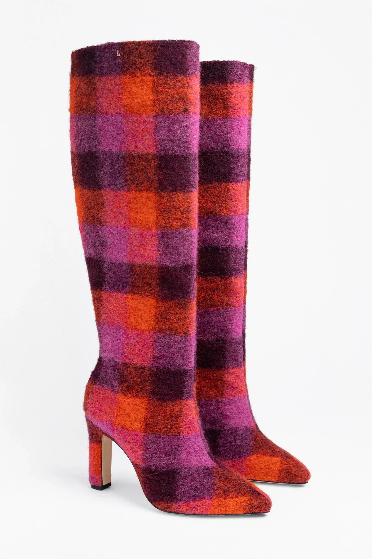 Cindy Hi Boot Plum Printed Felt | Larroude