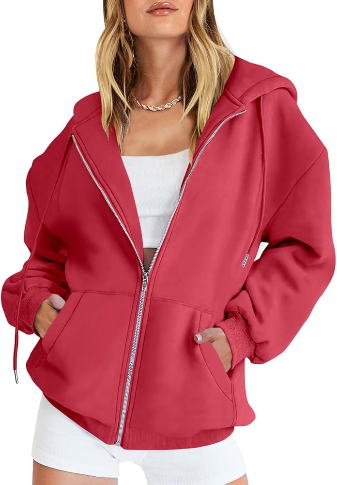 Prinbara Women's Oversized Zip Up Hoodies Sweatshirts Y2K Clothes Cute Teen Girl Fall Casual Jack... | Amazon (US)