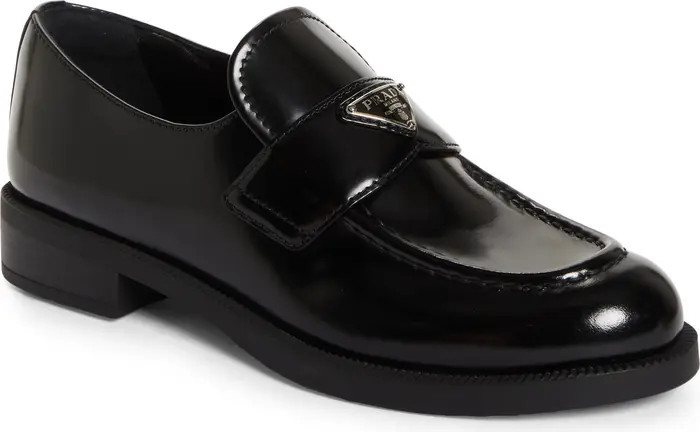 Prada Triangle Logo Patent Leather Loafer (Women) | Nordstrom | Nordstrom