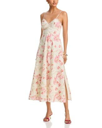 AQUA Embroidered Floral Lace Trim Midi Dress - Exclusive | Bloomingdale's Women | Bloomingdale's (US)