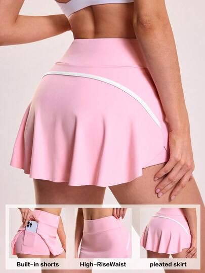 Sovereign Charm Women's Solid Color Ruffle Hem Pocket Versatile Casual Outdoor Sports Skirt Pant... | SHEIN