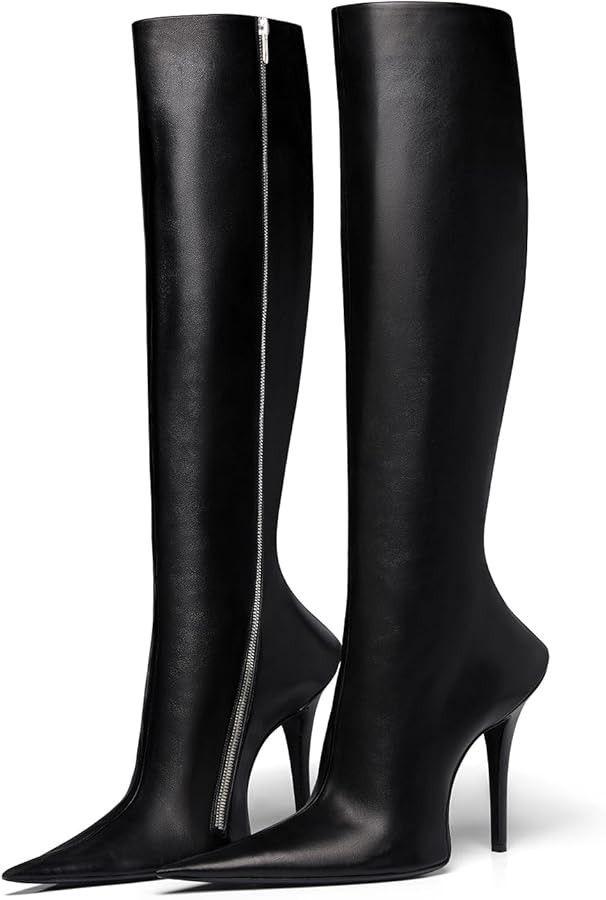 Vertundy Women's Sexy Knee High Boots Fine Pointed Toe Stiletto Heel Boots Zipper Hand Sewing Fas... | Amazon (US)