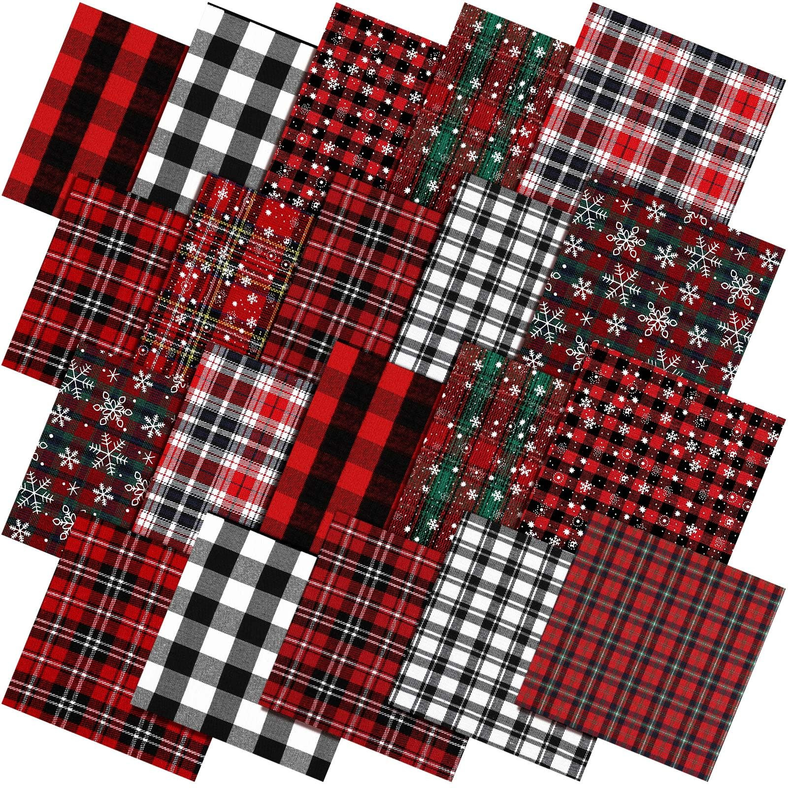 Fanfanwin 60 Pcs 10 x 10 Inch Vintage Christmas Quilting Fabric Retro Plaid Homespun Cotton Buffa... | Amazon (US)