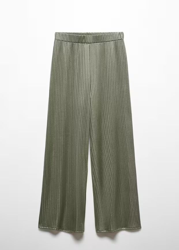 Wideleg trousers with elastic waist -  Women | Mango United Kingdom | MANGO (UK)