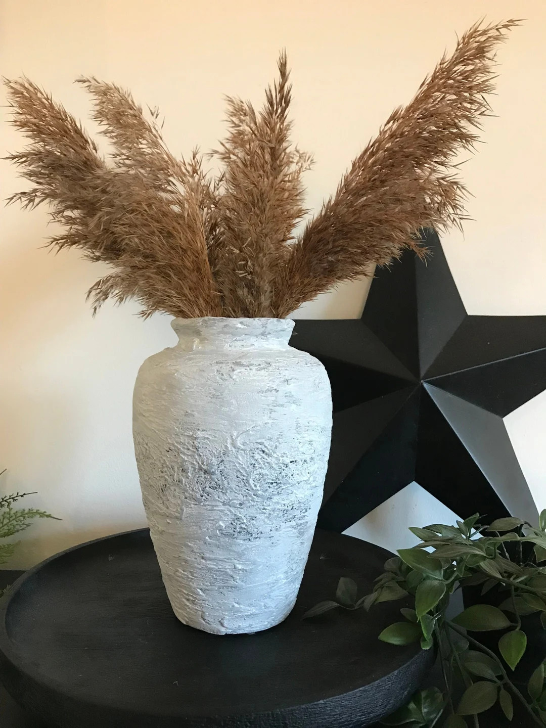 Grey Faux Concrete Vase, Stone Textured Vase, Up Cycled Vase, Rustic Decor, Farmhouse Kitchen Dec... | Etsy (UK)