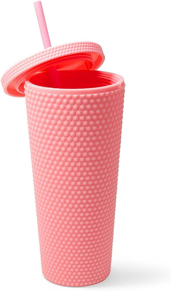 West & Fifth Matte Studded Tumbler with Lid & Straw, Reusable BPA Free Plastic Water Bottle, Trav... | Amazon (US)