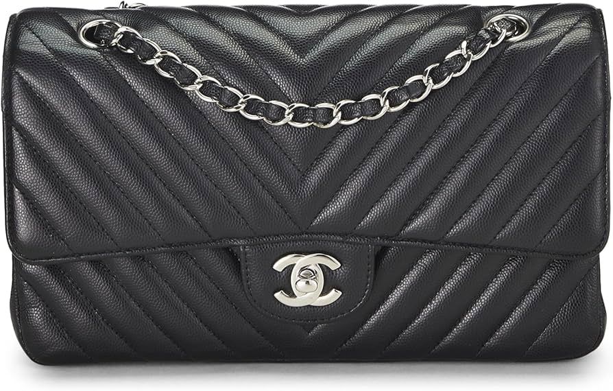 Pre-Loved Black Chevron Caviar Classic Double Flap Medium, Black | Amazon (US)