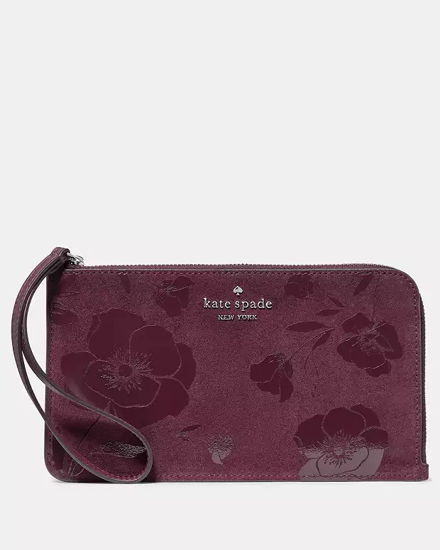 Lucy Floral Suede Wristlet | Kate Spade Outlet