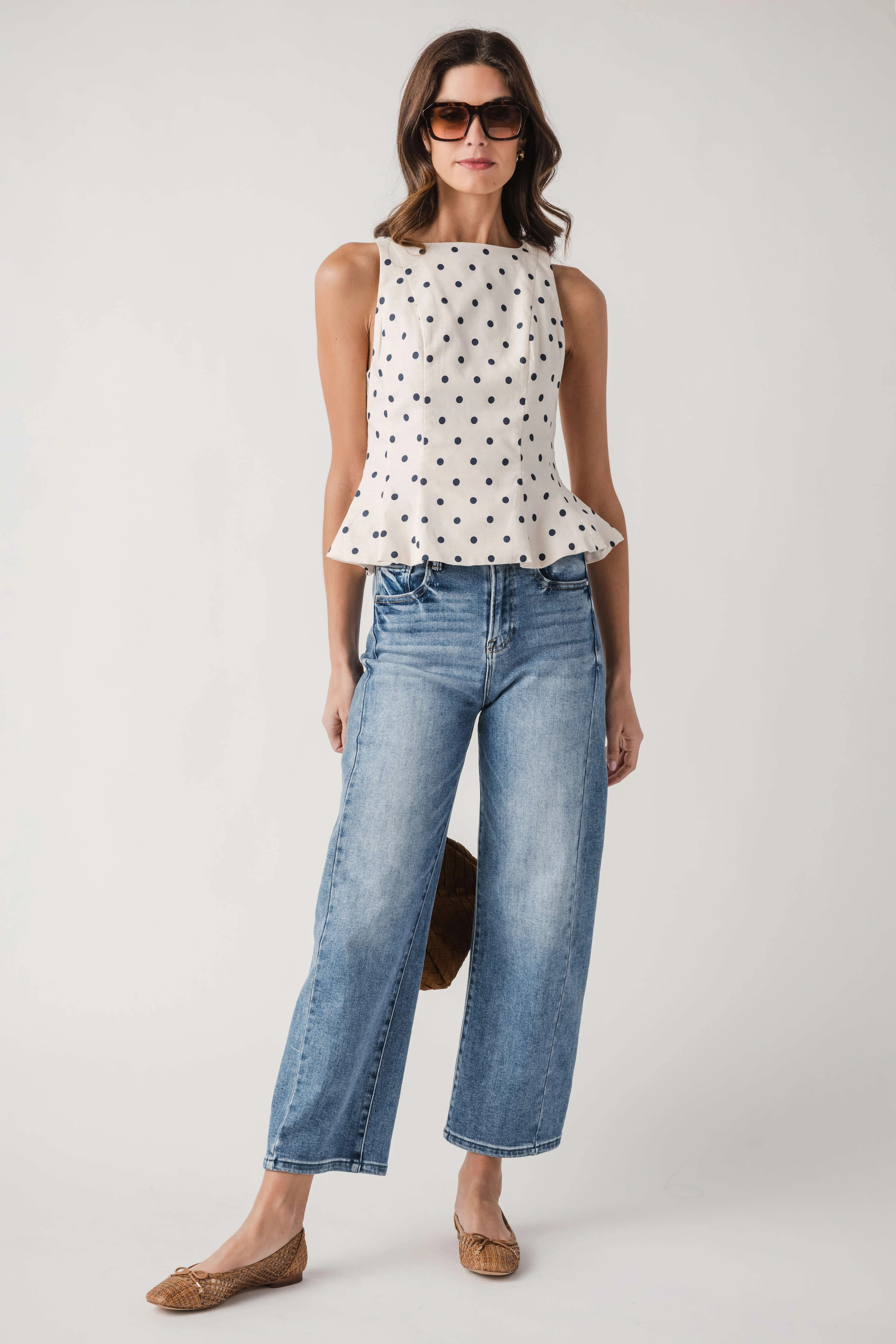 THML Polka Dot Pleated Top | Social Threads