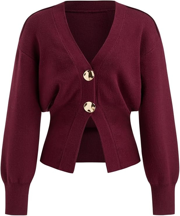 CIDER Cardigan Sweater for Women Knitted Long Sleeve V Neck Trendy Open Front Sweaters with Gold ... | Amazon (US)