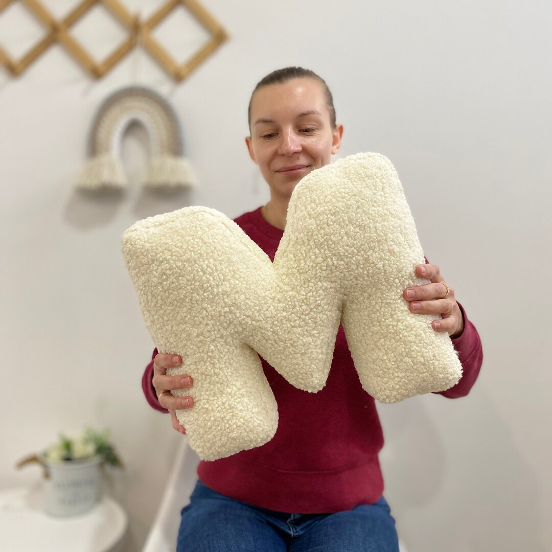 Ivory Boucle Letter Pillow: Personalized Faux Fur Alphabet Cushion - Etsy | Etsy (Global)
