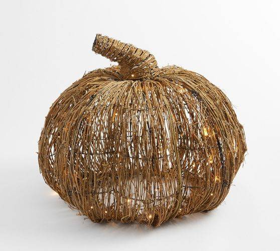 Lit Woven Pumpkin | Pottery Barn (US)