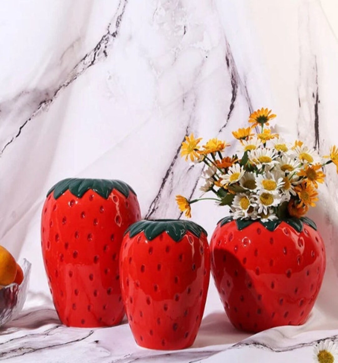 Rainbow vase Strawberry ceramic vase ins flowerpot workmanship Nordic living bedroom creative dec... | Etsy (US)