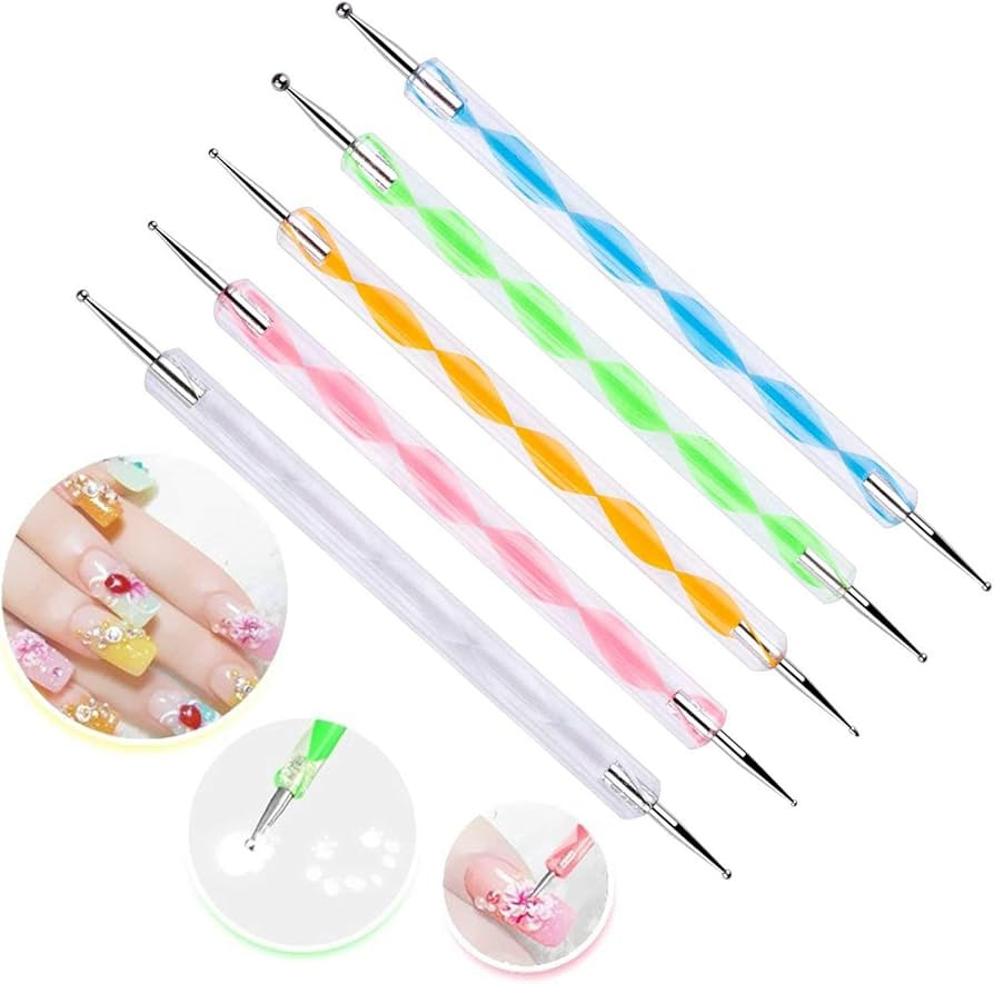 5 pc 2 Way Dotting Pen Tool Nail Art Tip Dot Paint Manicure kit (5PC) | Amazon (US)