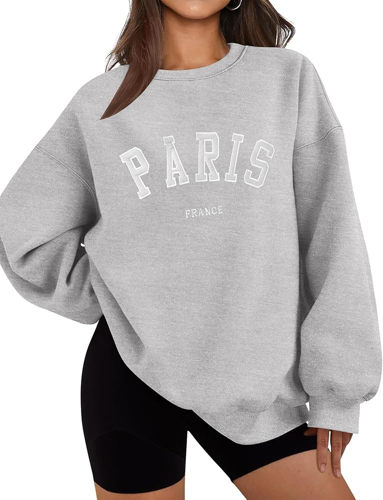 LOMON Oversized Sweatshirt for Women Crewneck Long Sleeve Casual Fleece Tops Graphic Hoodies Pull... | Amazon (US)