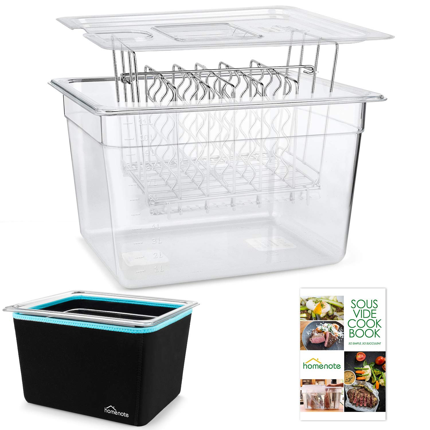 HOMENOTE Container 12 Quart with Lid & Rack and Sleeve - BPA Free Complete Sous Vide Accessories ... | Amazon (US)