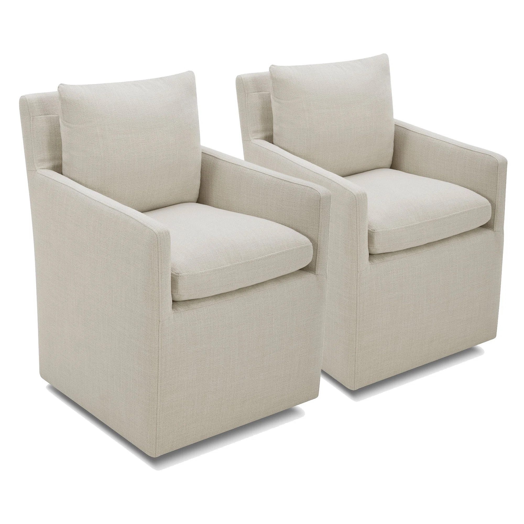 Alayaa Performance Upholstered Armchair with Casters (Set of 2) | Wayfair North America