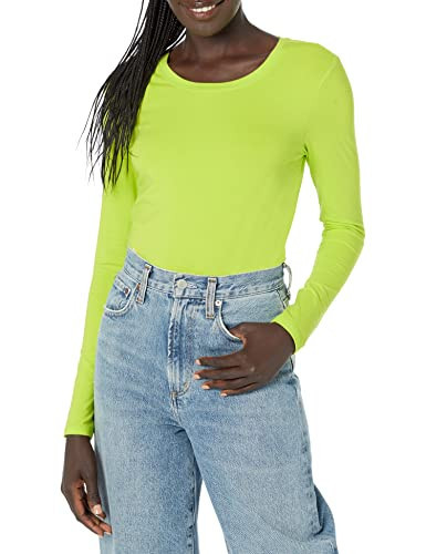Amazon Essentials Women's Classic-Fit Long-Sleeve Crewneck T-Shirt (Available in Plus Size), Lime Green, Large | Amazon (US)