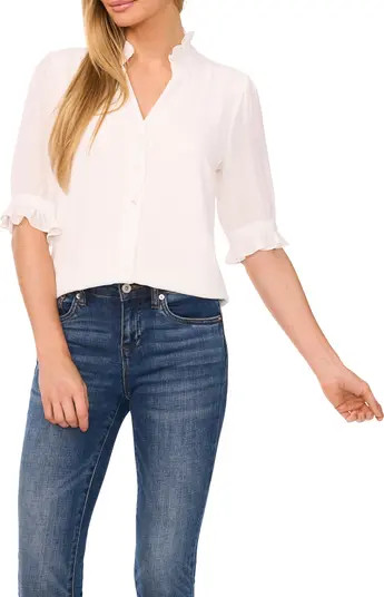 CeCe V-Neck Button-Up Shirt | Nordstrom | Nordstrom