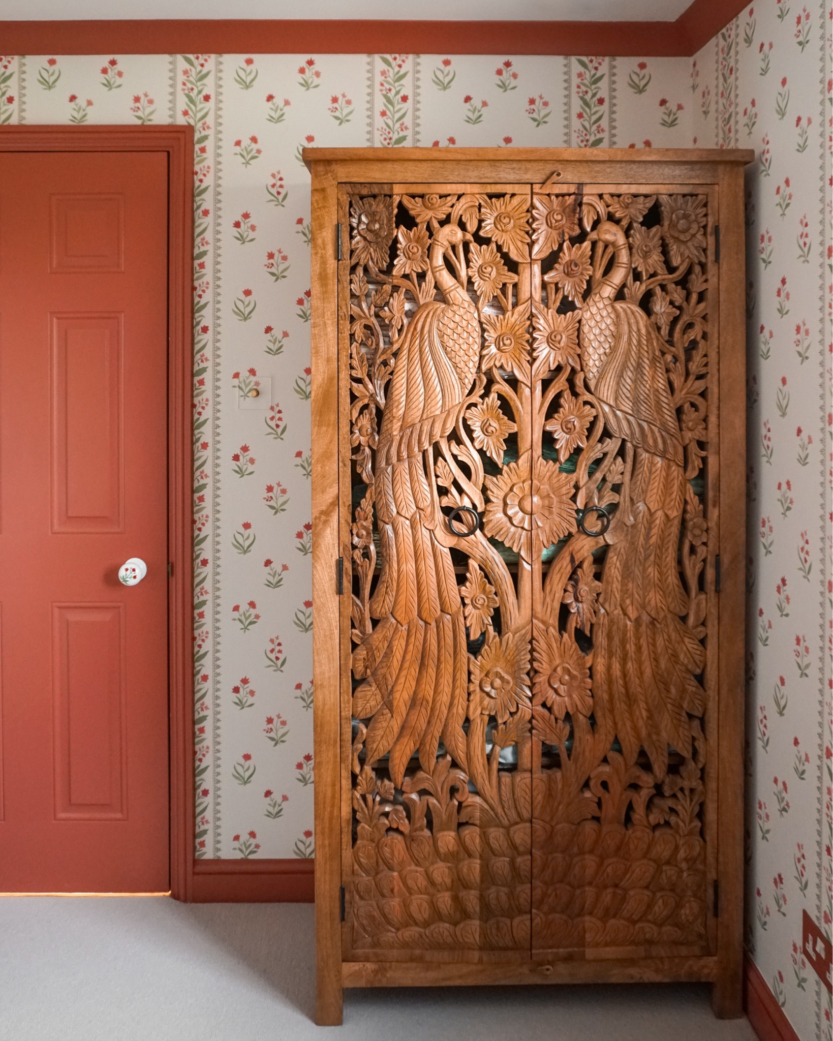 A corner of my new study at home in London with wallpaper by Nina Campbell for Osborne & Little and a hand-carved armoire made in Jodhpur, India. 

#LTKhome #LTKeurope