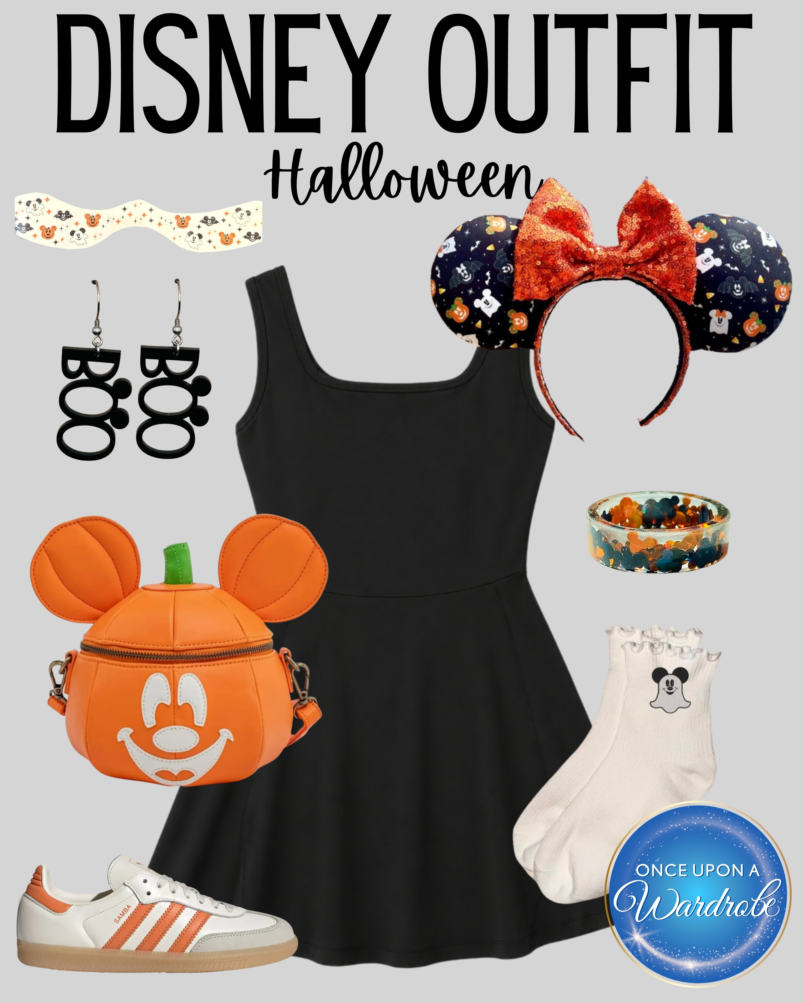 Halloween Disney outfit idea with the cutest black dress, pumpkin bag, festive ears, and comfy sneakers 🎃 Perfect for Mickey’s Not-So-Scary Halloween Party, a fall park day, or anyone who wants a Halloween Disney look that still works for rides, snacks, and lots of walking. 

 #LTKootd #LTKmomlife #LTKTravel