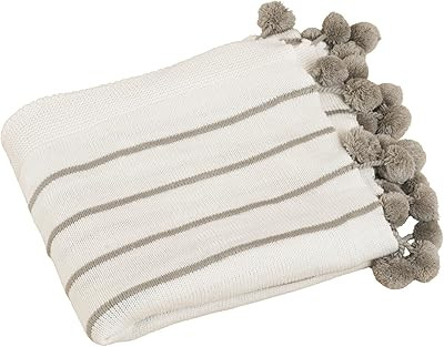 Chenille Chunky Knitted Throw Blanket with 14pcs Pom Poms Tassel Super Soft Cozy Warm Blanket for... | Amazon (US)