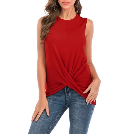 Avamo Women Summer Holiday Beach Top Sleeveless Front Cross Twist Trendy Cami Vest Casual Fit Tank T | Walmart (US)