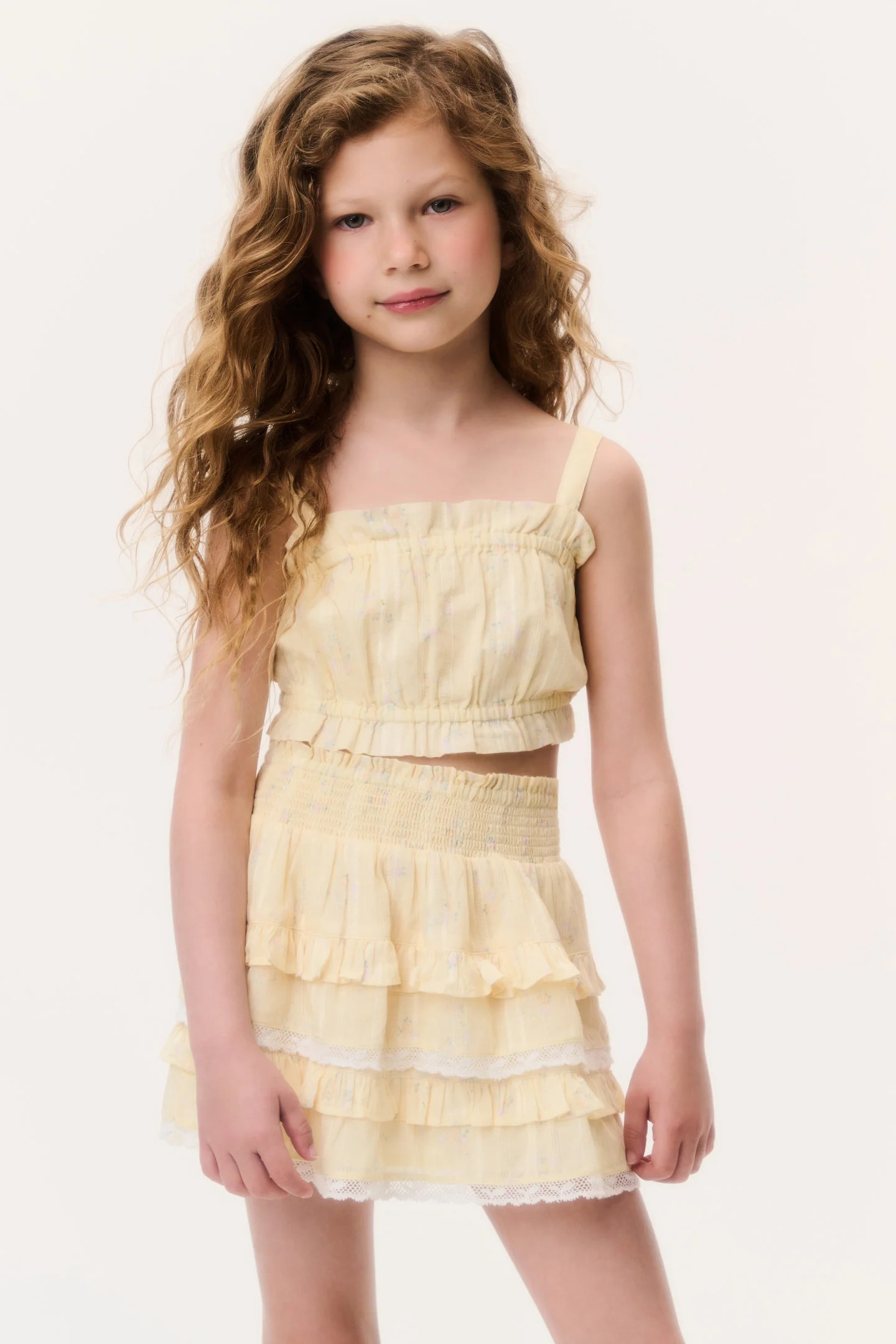 Little Girls Ditsy Floral Ken Top LEMON HAZE / 2 | LoveShackFancy