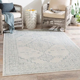 Susannah Indoor / Outdoor Updated Traditional Area Rug - 7'10" x 10'2" - Ivory | Bed Bath & Beyond