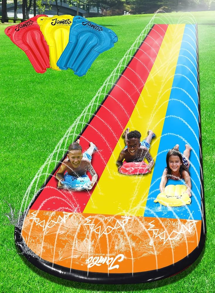 JAMBO XL Premium Slip Splash and Slide with 3 Bodyboards, Heavy Duty Water Slide with Advanced 3-... | Amazon (US)