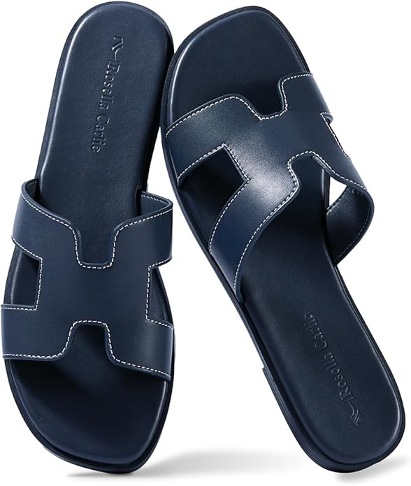Rosella Carlie Leather Sandals for Women - Fashion Flat Womens Sandals with Memory Foam Insole - ... | Amazon (US)