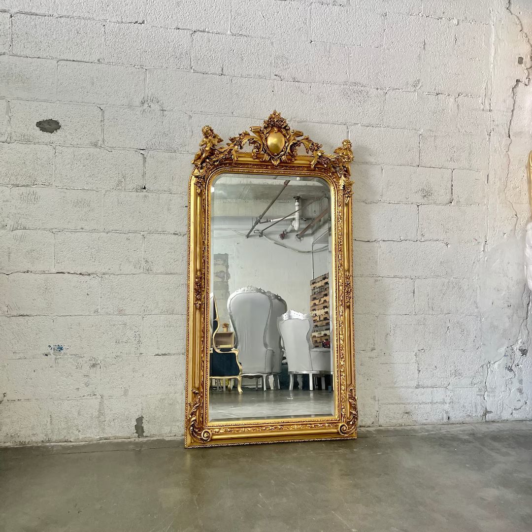 French Mirror French Baroque Mirror Rococo Mirror Antique Mirror 5 Feet Tall Gold Leaf Antique Fu... | Etsy (US)