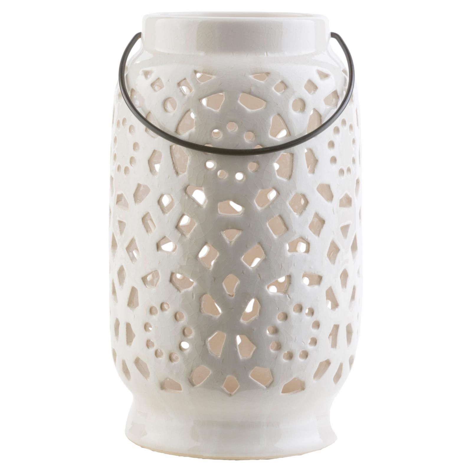 Surya Avery Ceramic Lantern Ivory | Hayneedle