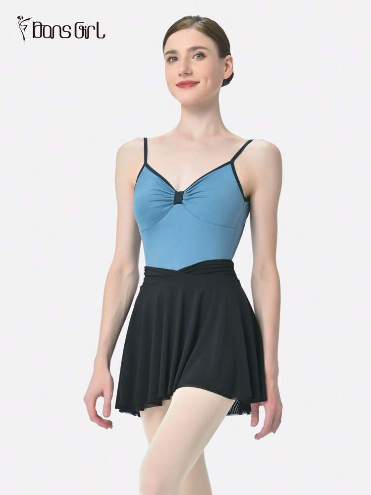 DonsGirl DonsGirl 1pc Women's Soft Elastic Mesh Fabric Flared Midi Tutu Skirt With Waist Cut-Out Design For Ballet Dance&Cheerleading Performance Costume | SHEIN