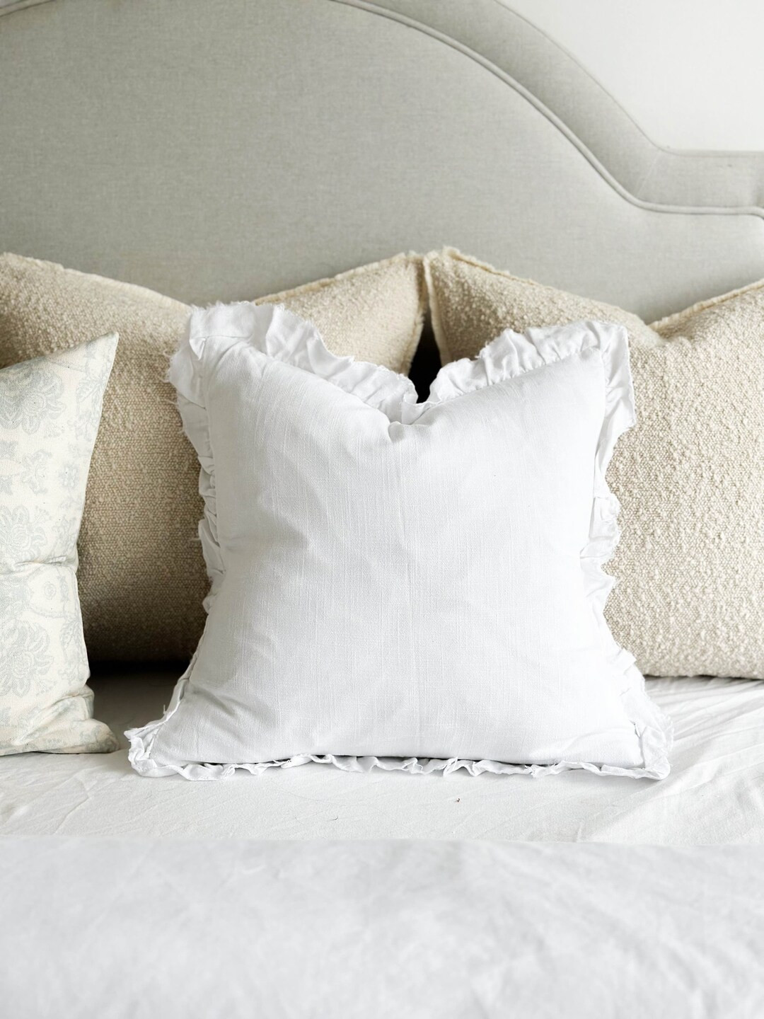Grace White Ruffle Cushion Cover – 3 Sizes | Etsy (UK)
