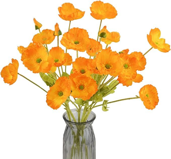 Agusbagli 6pcs Artificial Poppy Silk Flowers, 23“ Faux Corn Poppy Flower Stems Fake Plants Cora... | Amazon (US)