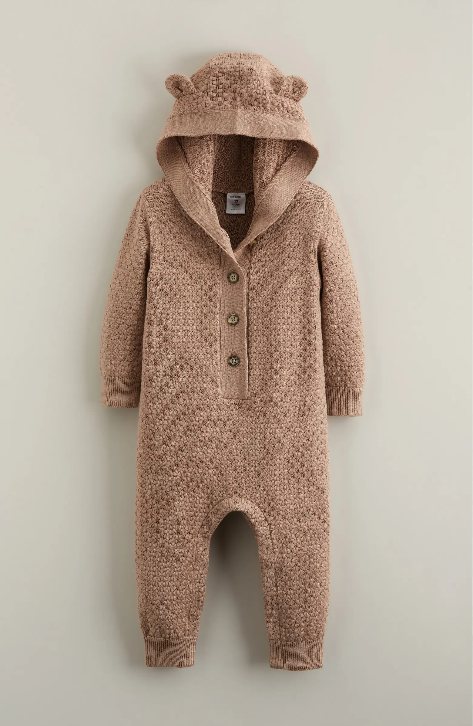 Hooded Bear Pointelle Sweater Romper | Nordstrom