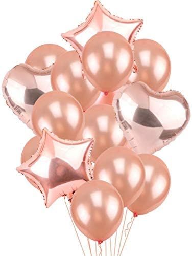 Heart Balloon Foil Decoration, Rose Gold And Pink Heart Balloons Latex, Small Star Shaped Mylar B... | Amazon (US)