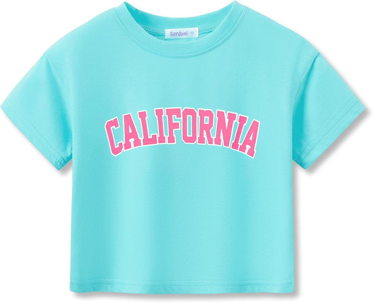 Stylish Graffiti/Butterfly/Tropical Crop Top for Little & Big Girls - Cool Summer T-Shirt Clothes... | Amazon (US)