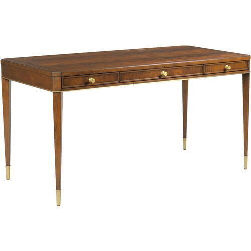 Liam Writing Table/Desk, Mahogany/Brass  | One Kings Lane