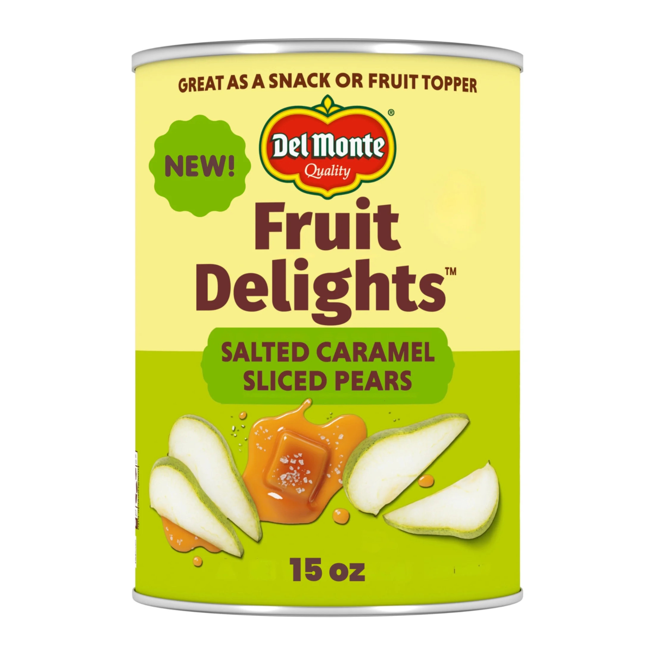 Del Monte® Fruit Delights Sliced Pears with Salted Caramel in Extra Light Syrup. 15 oz. Can | Walmart (US)