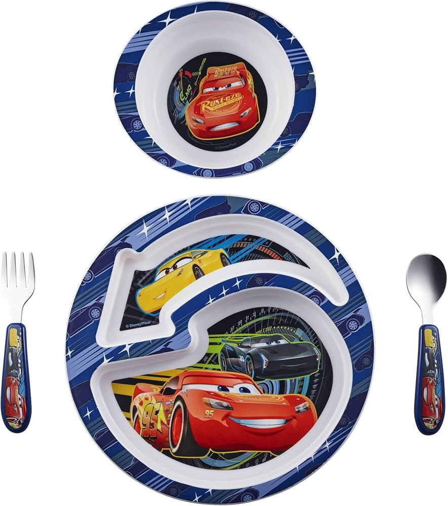 The First Years Disney/Pixar Cars Dinnerware Set - Toddler Plates and Toddler Utensils - 4 Count | Amazon (US)