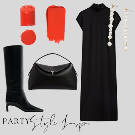 Office party inspiration 

Black midi dress black low heel boots Toteme bag pearl earrings 

#LTKparties #LTKstyletip