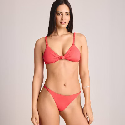 Vitamin A Women's Knot Front Bralette Bikini Top - Coral/Red XXL: Recycled Nylon, Removable Padding | Target