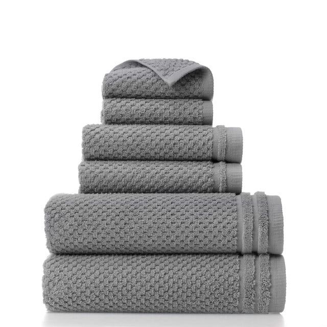 Gap Home Sculpted Organic Cotton 6 Piece Bath Towel Set Gray - Walmart.com | Walmart (US)